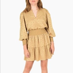 NEW WITH TAGS Emily McCarthy Camel Cheetah Penelope dress XS